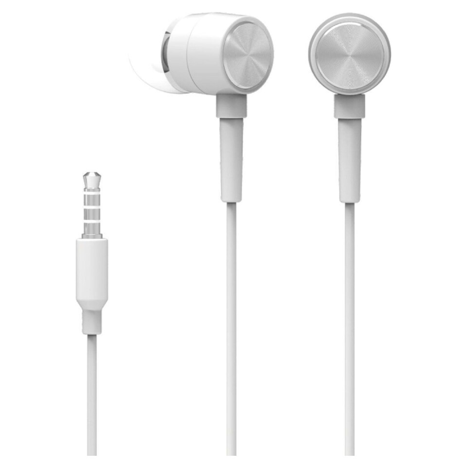 HP IN-EAR EARBUD HEADPHONES WITH MICROPHONE, WHITE