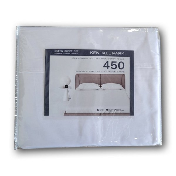 TC-450 100% Cotton Combed Sheet set- Double-White