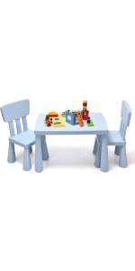 2 Kids Quad Chairs and 1 table Combo Blue